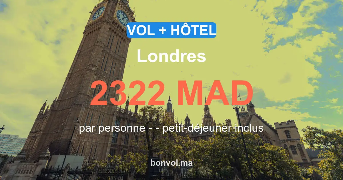 Séjour Londres pas cher dès 2322 MAD – Vol + Hôtel