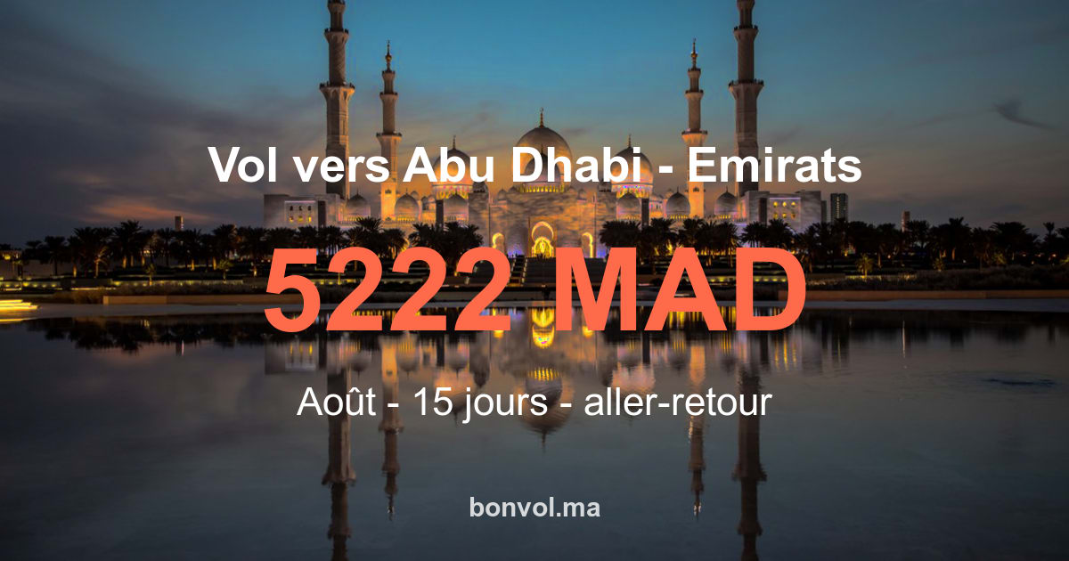 Vol Casablanca Abu Dhabi pas cher