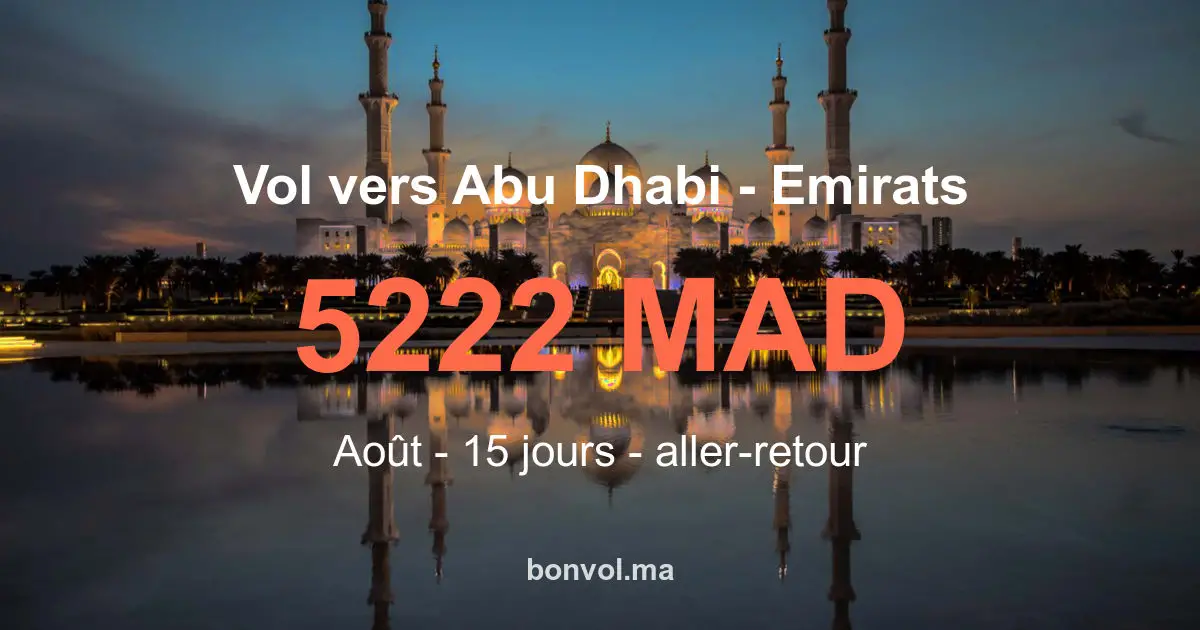 Vol Casablanca Abu Dhabi pas cher