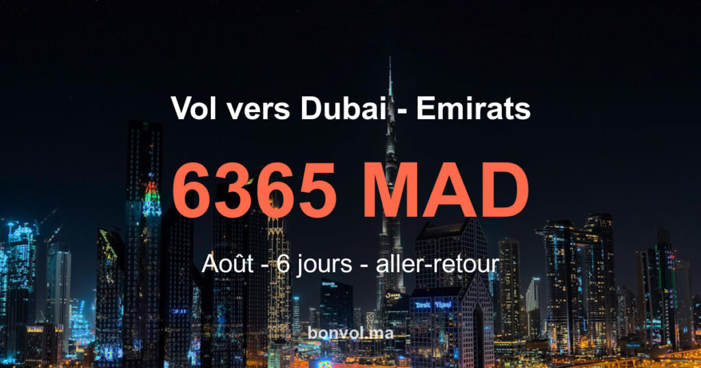 Vol Casablanca Dubai pas cher