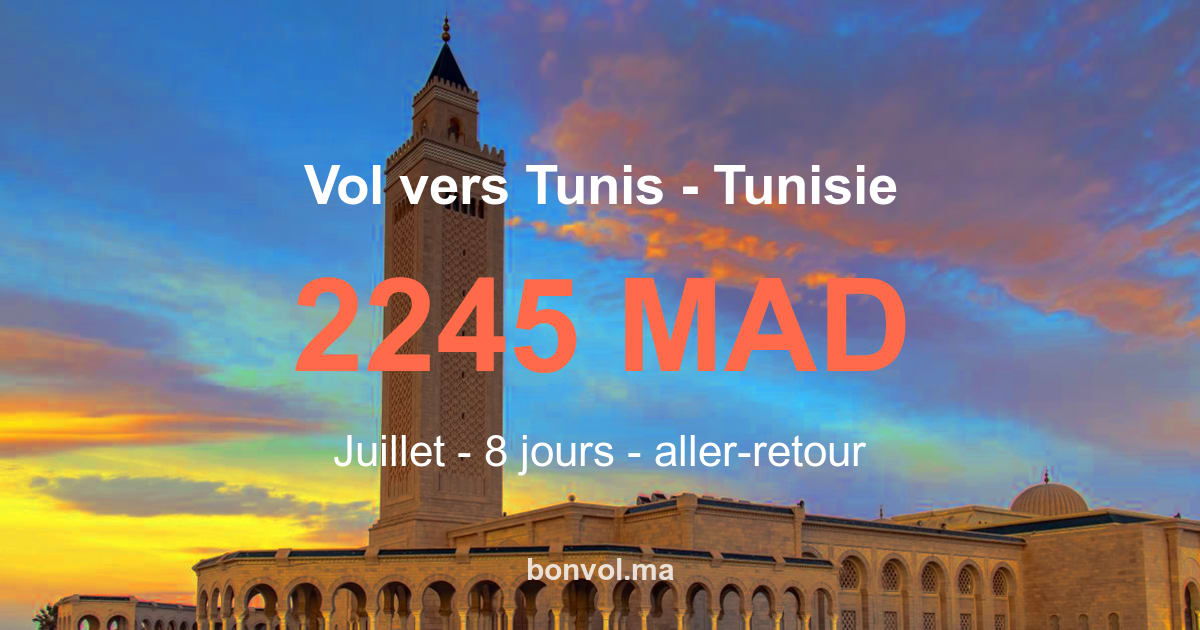 vol casablanca tunis pas cher