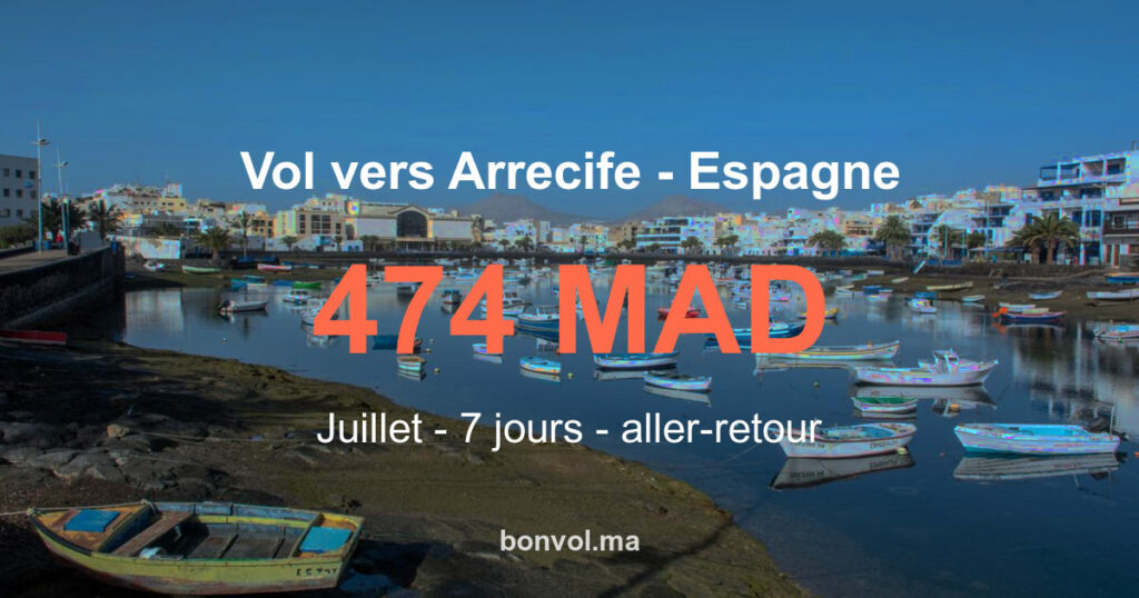 Vol Marrakech Arrecife pas cher : offre exceptionnelle