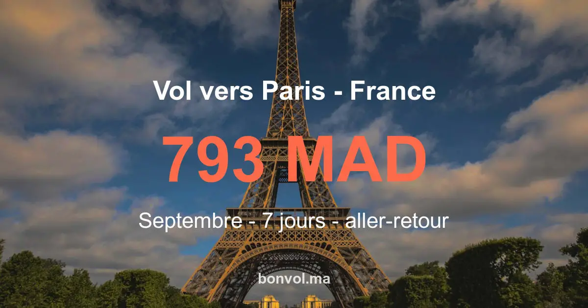 Vol Tanger Paris pas cher