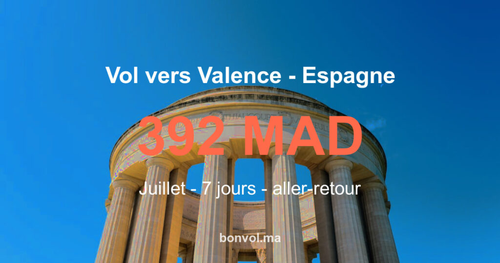Vol Tanger Valence pas cher