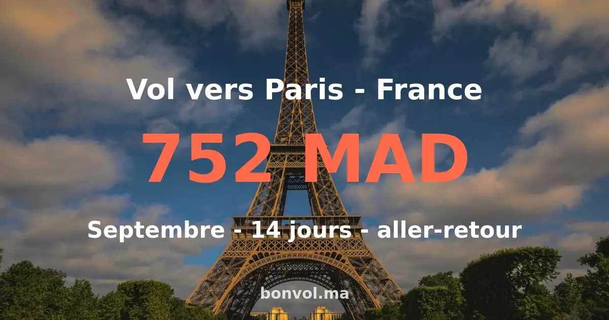 Vol Agadir Paris pas cher — 335 MAD