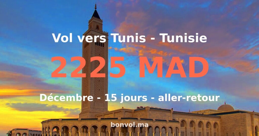 Vol Casablanca Tunis pas cher — 250 MAD