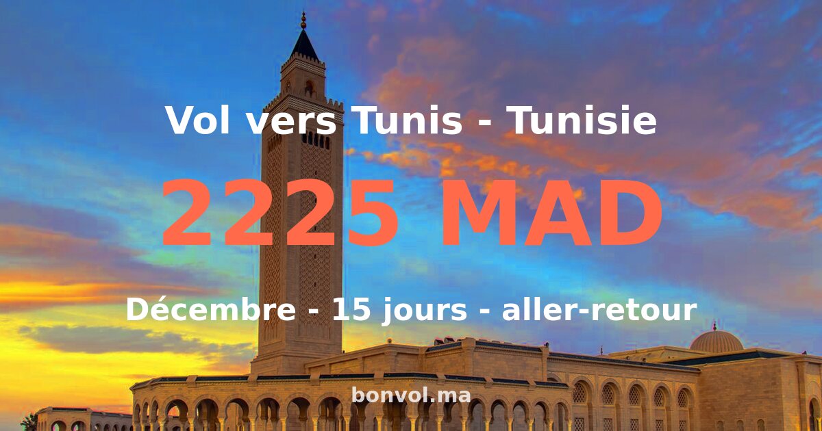 Vol Casablanca Tunis pas cher — 250 MAD
