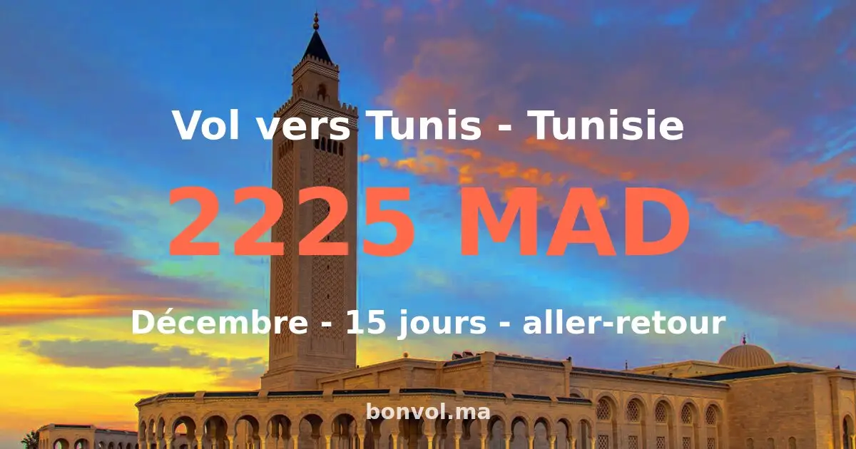 Vol Casablanca Tunis pas cher — 250 MAD