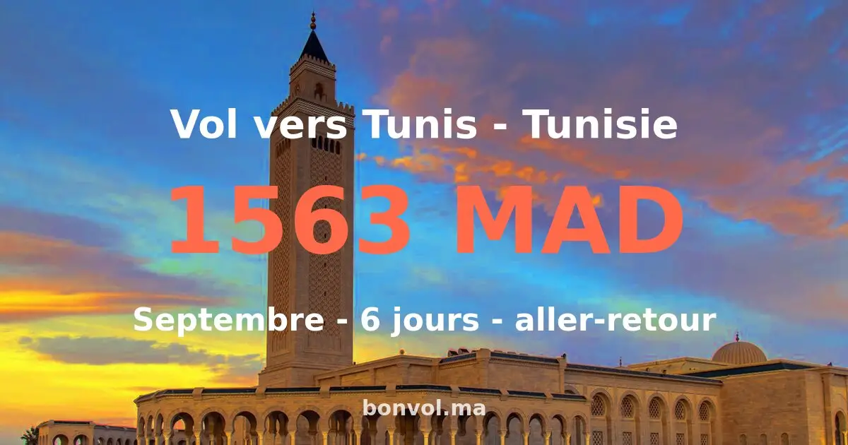 Vol Casablanca Tunis pas cher — 113 MAD