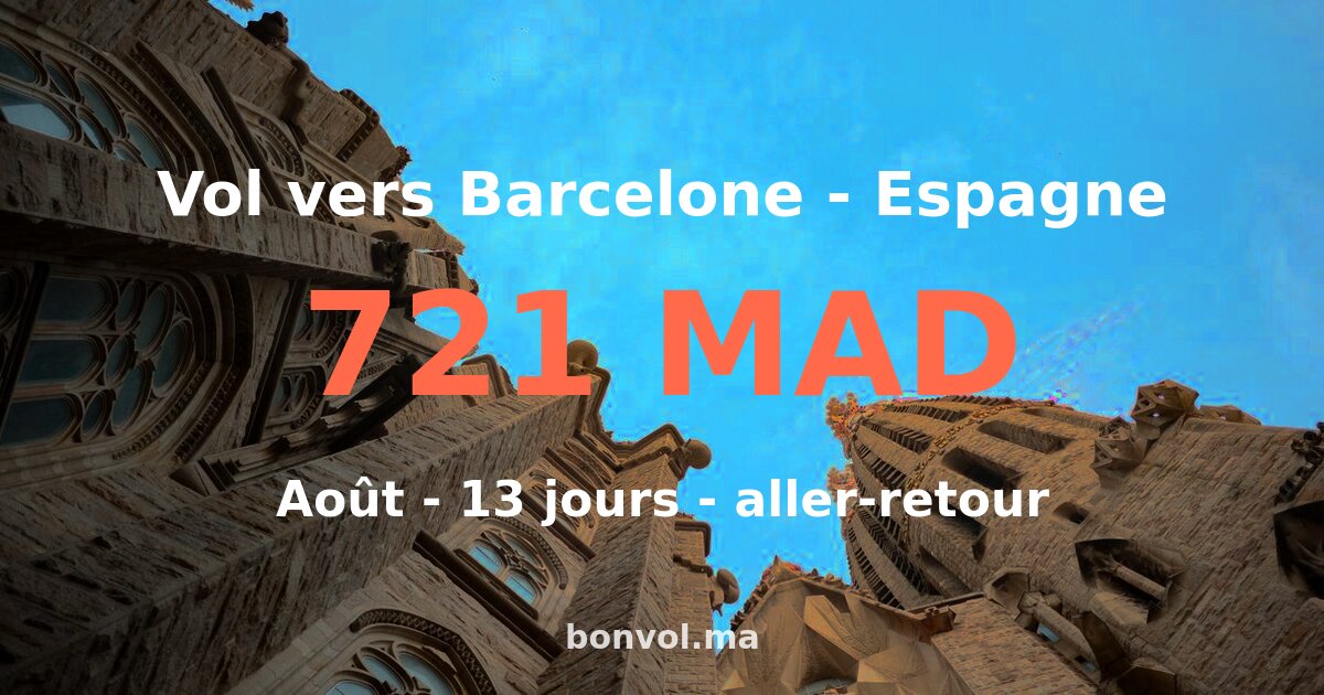 Vol Fes Barcelone pas cher — 721 MAD