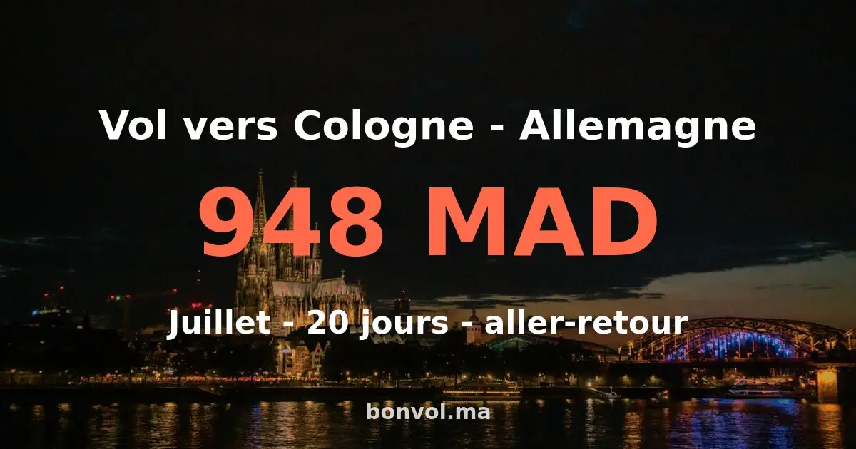 Vol Fès Cologne pas cher — 350 MAD