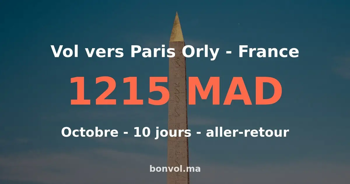 Vol Fes Paris Orly pas cher
