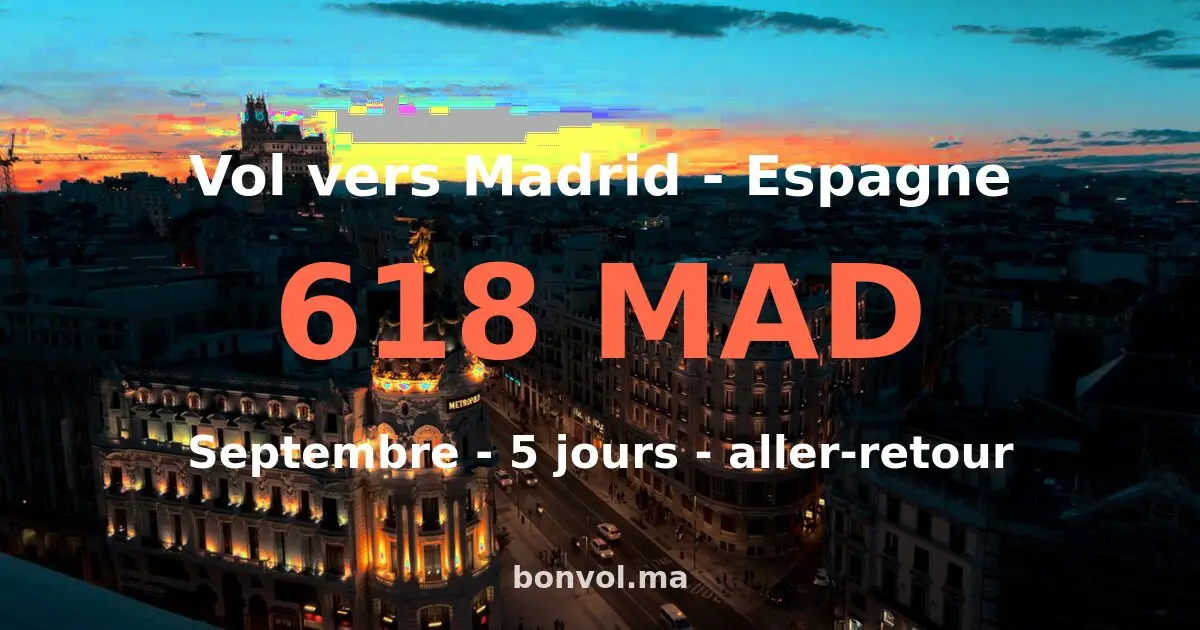 Vol Marrakech Madrid pas cher — 618 MAD