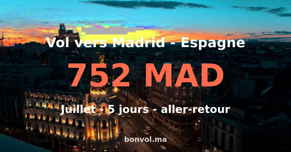 Vol Marrakech Madrid pas cher — 232 MAD