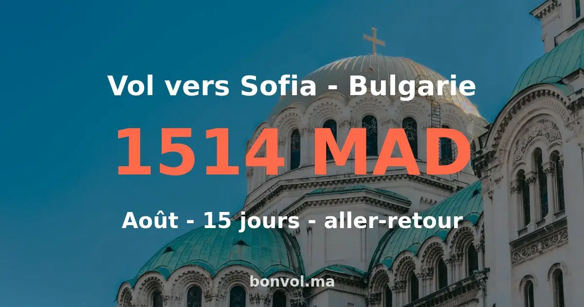 Vol Marrakech Sofia pas cher — 350 MAD