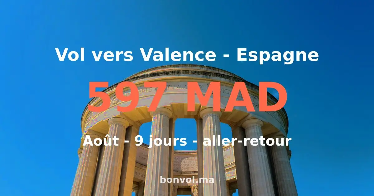 Vol Marrakech Valence pas cher — 592 MAD