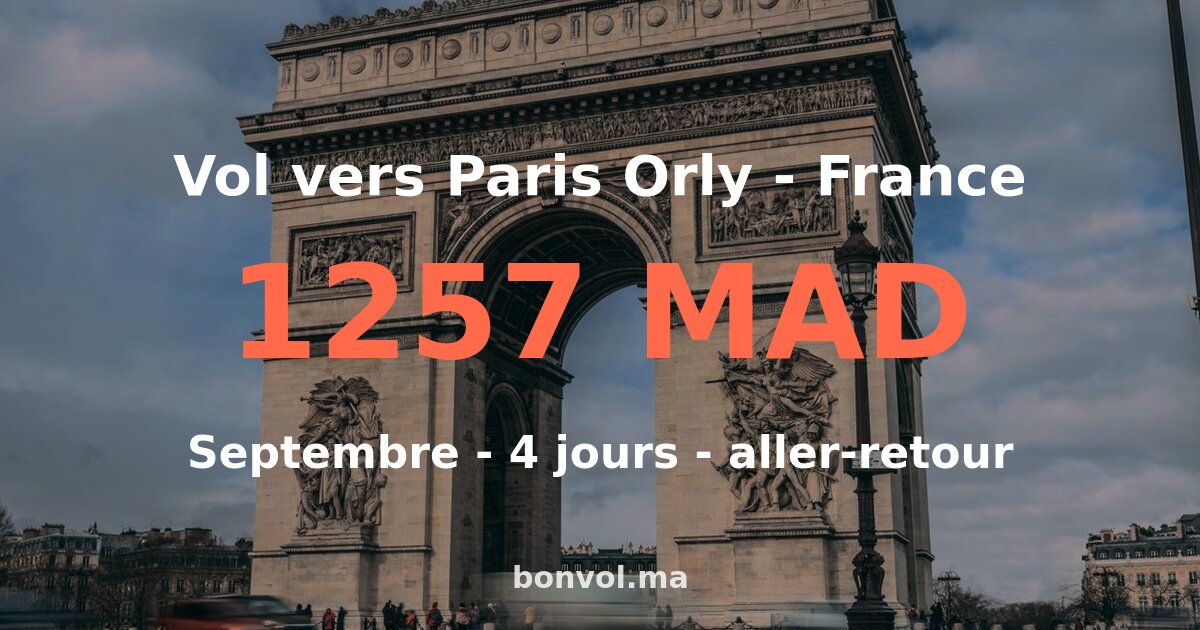vol rabat paris orly pas cher