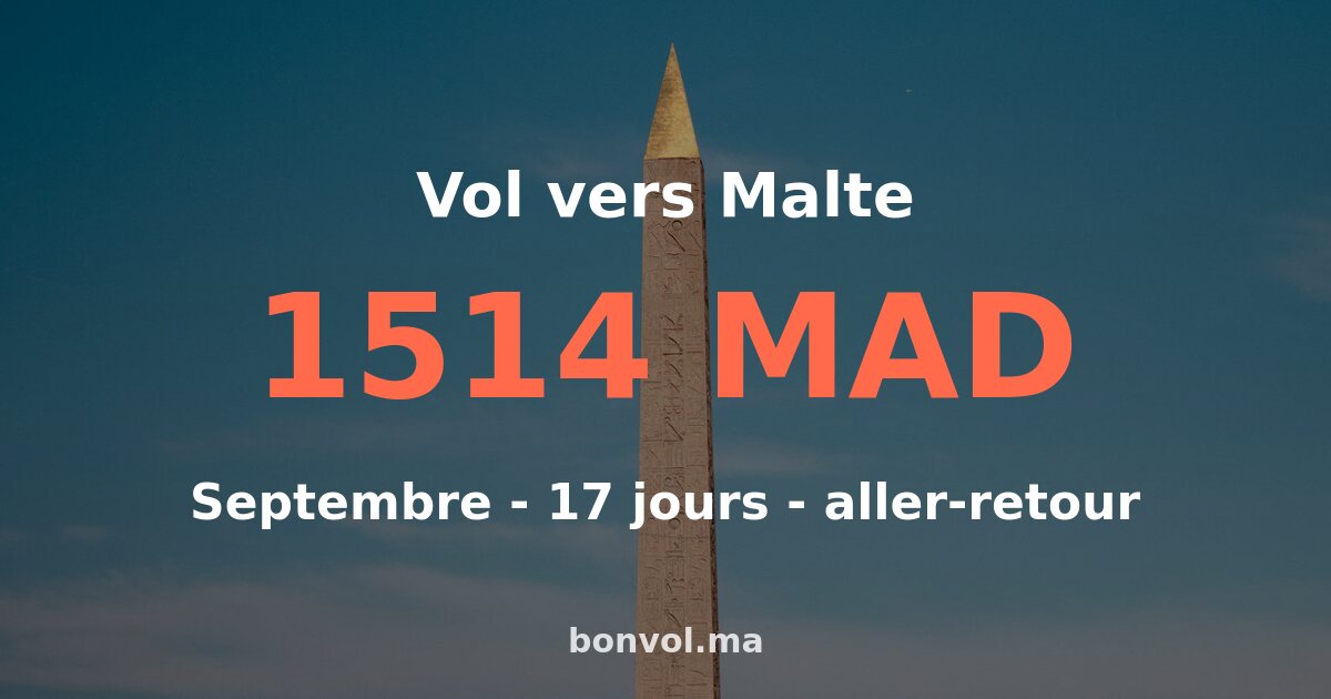 Vol RAK Malte pas cher