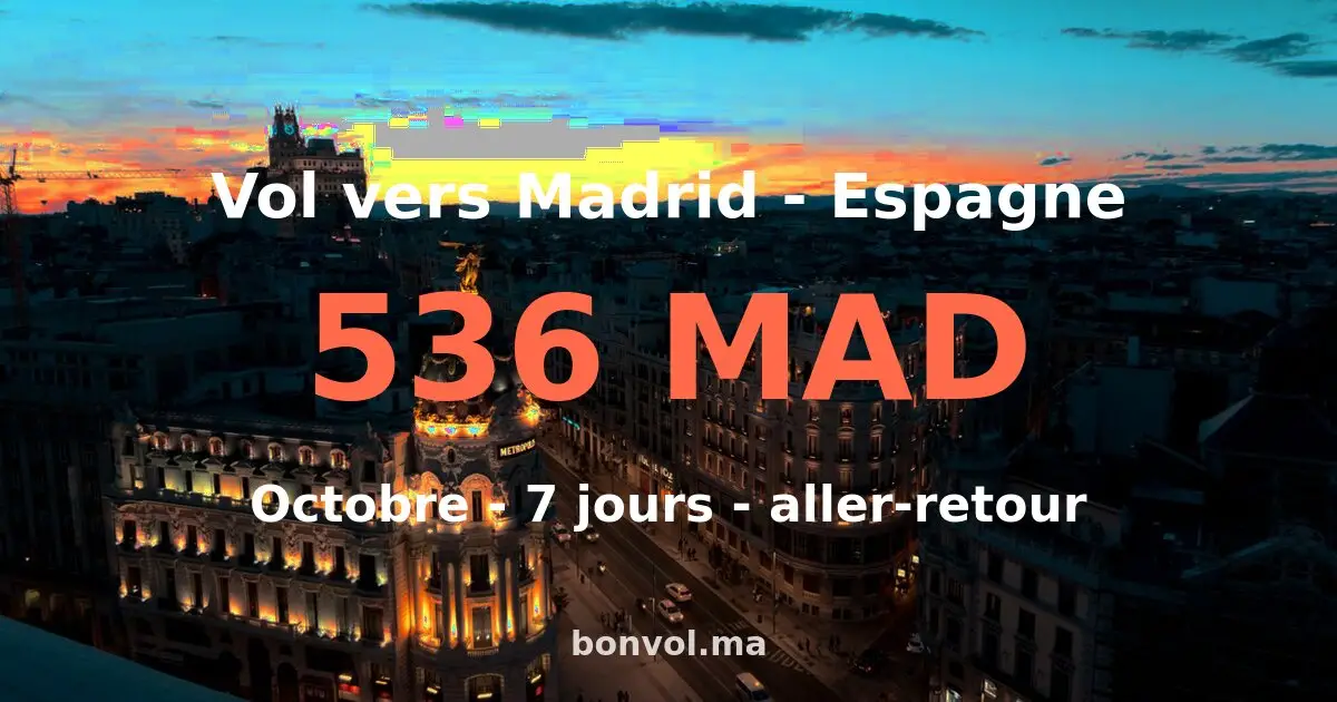 Vol Tanger Madrid pas cher — 1401 MAD
