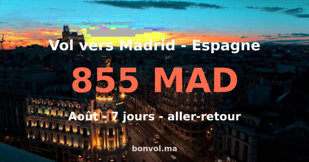 Vol Tanger Madrid pas cher