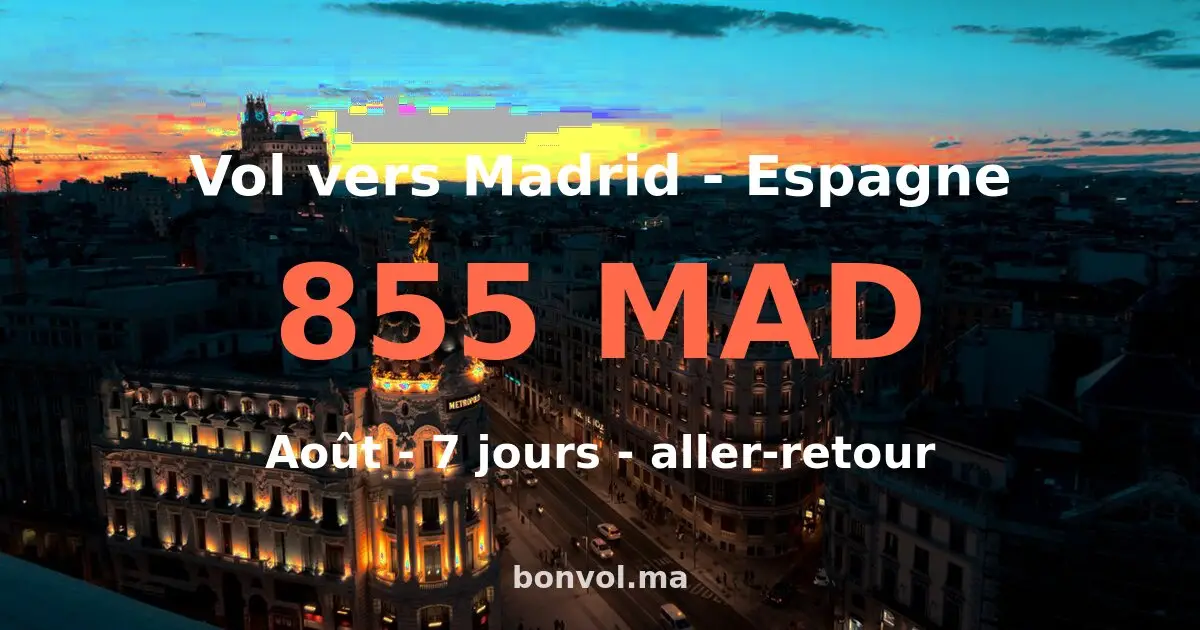 Vol Tanger Madrid pas cher