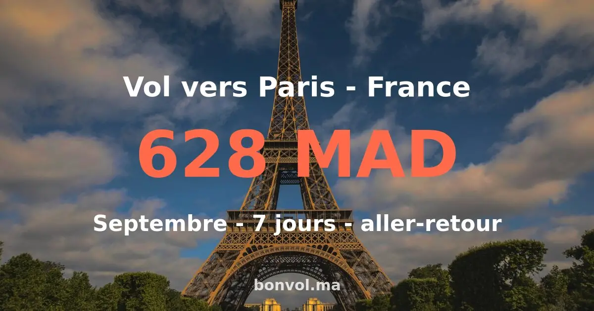 Vol Tanger Paris pas cher — 628 MAD