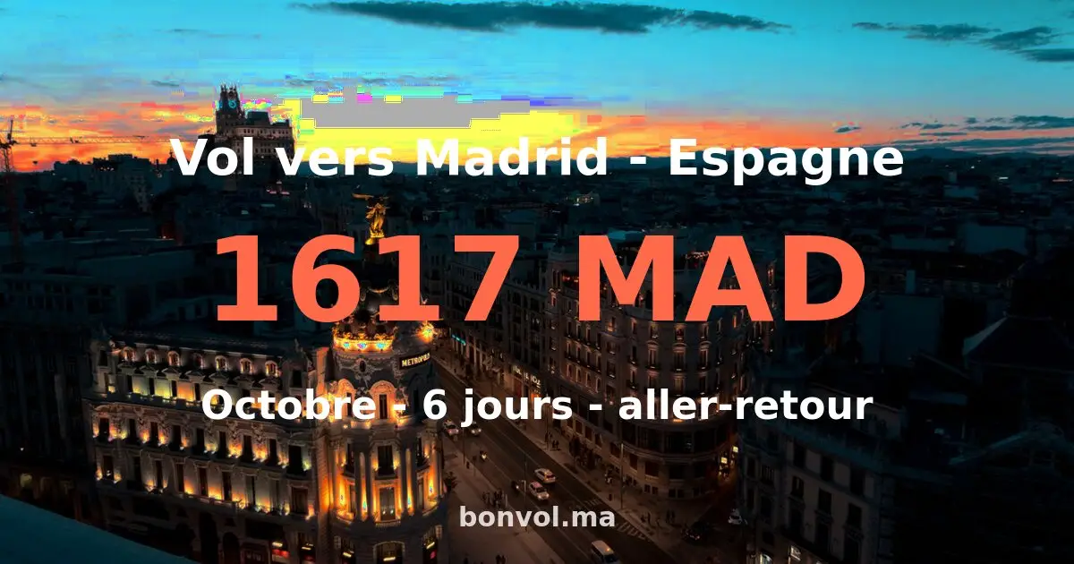 Vol Casablanca Madrid pas cher