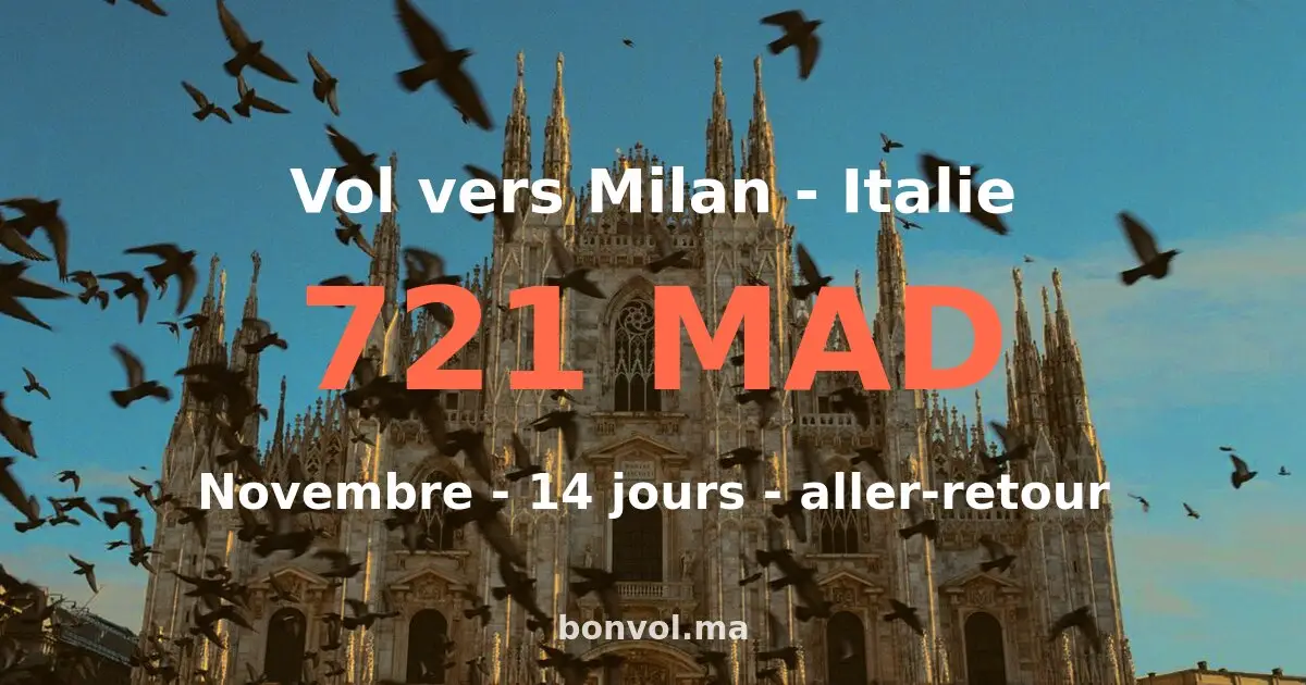 Vol Marrakech Milan pas cher — 721 MAD