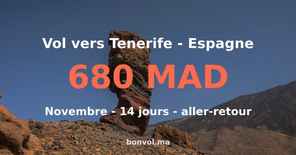 Vol Marrakech Tenerife pas cher