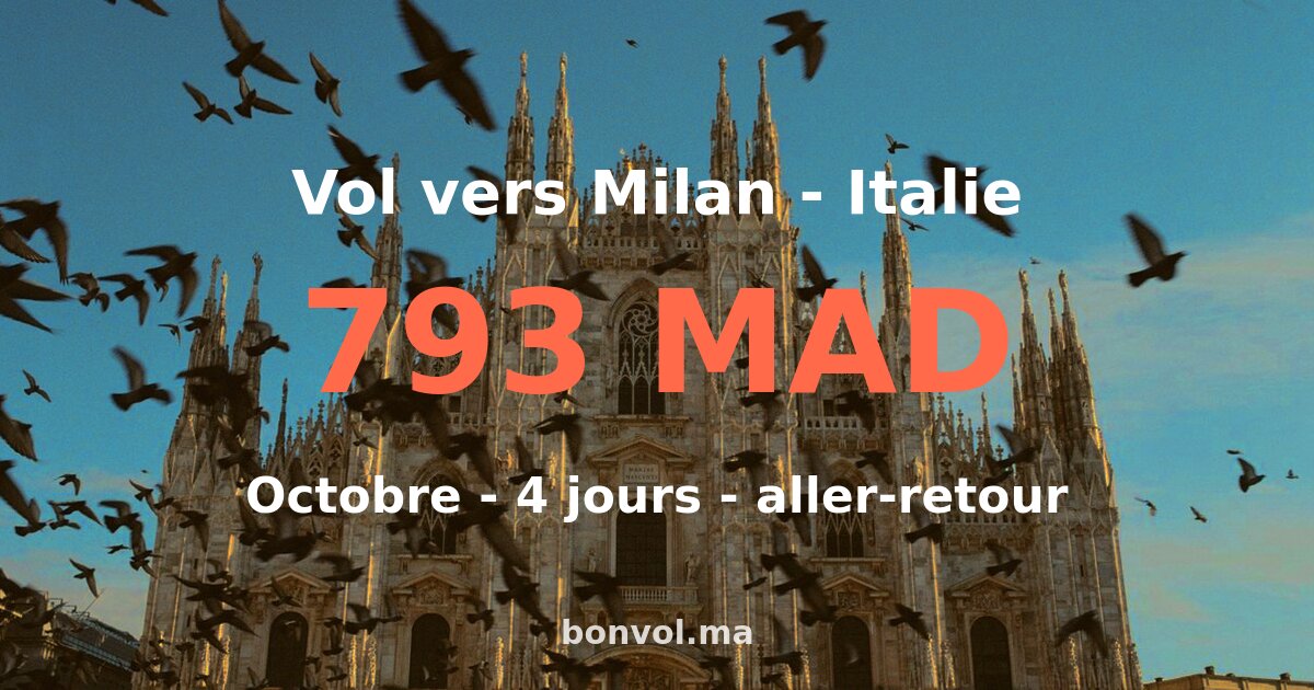 Vol RAK Milan pas cher — 793 MAD