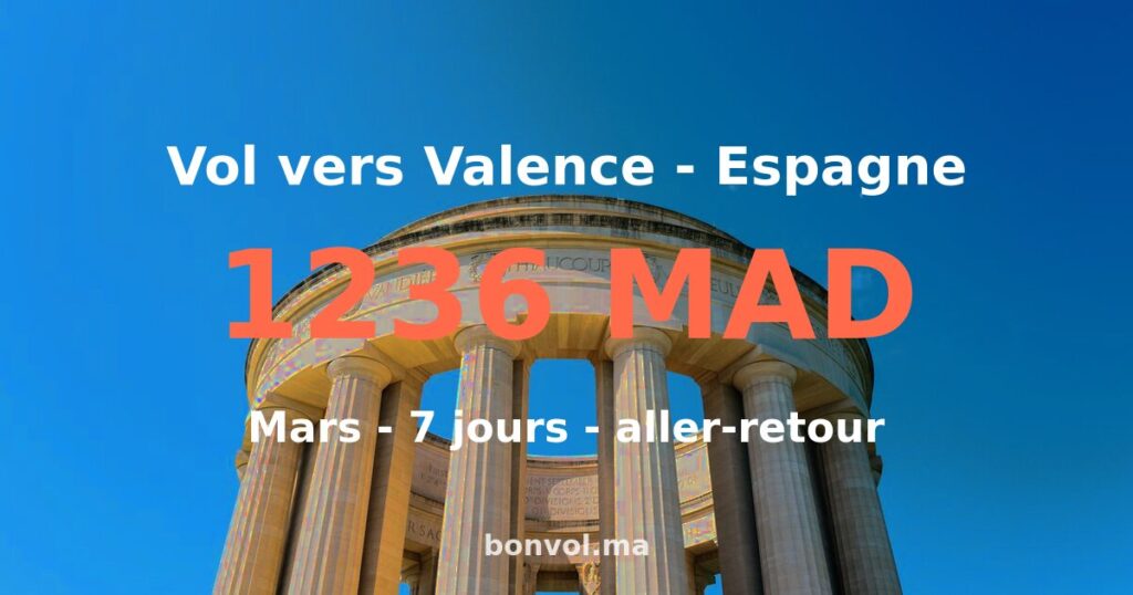 Vol Casablanca Valence pas cher — 1236 MAD