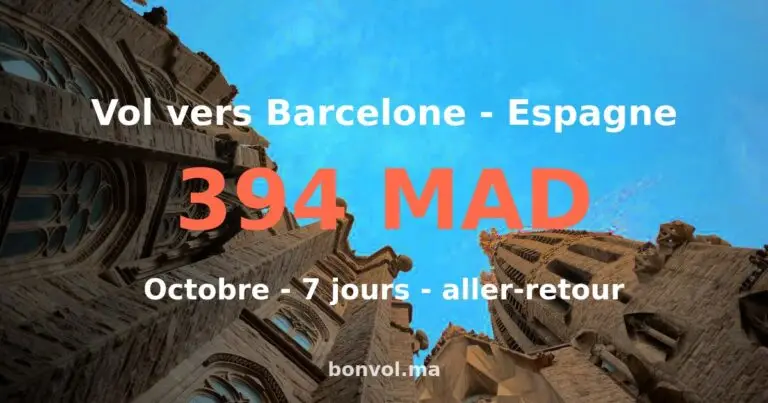 Vol Marrakech Barcelone pas cher — 394 MAD